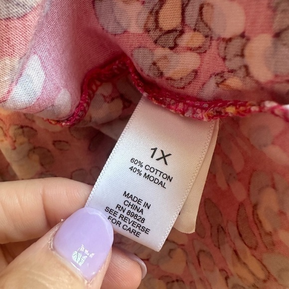 LOGO by Lori Goldstein Midi Dress fuscia animal size 1X - Picture 7 of 7